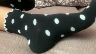 Sexy feet girl changes socks