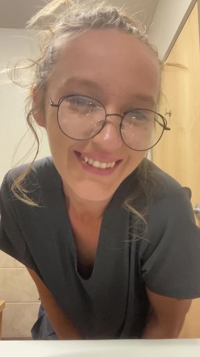Busty nurse shows off her big natural tits