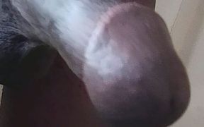 Stroking My Long Fat Cock with Saggy Balls