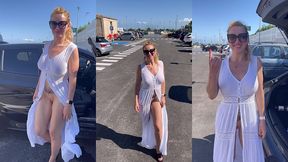 6eme jour a ibiza habillee d une robe blanche longue, je pars m exhiber ...