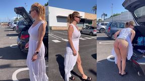 6eme jour a ibiza habillee d une robe blanche longue, je pars m exhiber ...