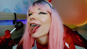 Slobbery Ahegao with Lollipop From Whore Zero Two