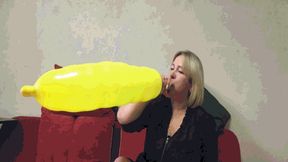 Bright orbs similar to a penis explode from Sophia's strong breath