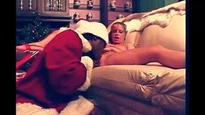 Black Guy with Big Cock Dressed as Santa Claus Fucks a Beautiful Redhead Girl