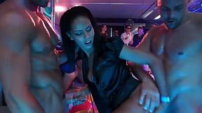 Rough orgy in night club! Dirty sluts suck cock of random guys and spreads their legs for everyone