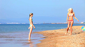 Flashing off their thin bodies on the beach to attract some masculines