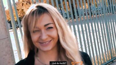 Blonde MILF was picked up in public by a tattooed hunk for sex