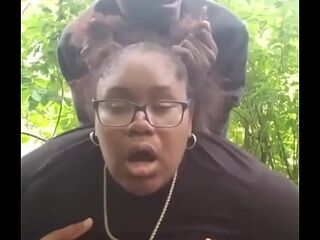 Fucking young thick big booty ebony slut out in public
