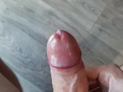 Russian guy watches porn and jerks off his big cock