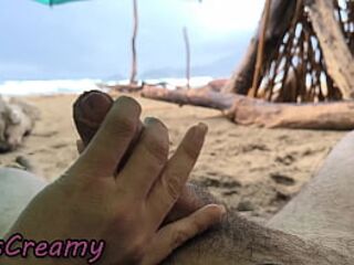 MissCreamy Slut Teacher: Slow Handjob in 4K Under Public Umbrella in Rain!
