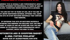 Hotkinkyjo's Ass Gets Filled with Shopping Basket and Anal Balls