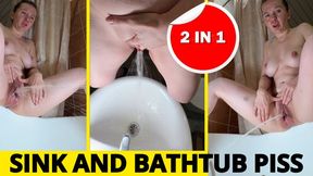 2 In 1 Sink Pissing and Bathtub Power Piss