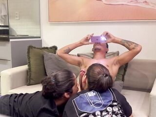 Girlfriend fulfills boyfriend's want and brings her twin half-sister to have sex with him.