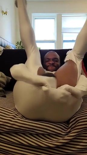 Kenniejai Plays in White Spandex Suit
