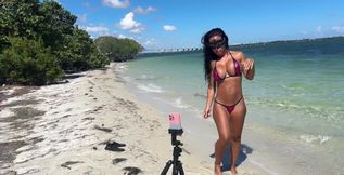 Behind-the-scenes Who Else Brings a Tripod on the Beach and Shoots in a Micro-bikini Lol? Oh and Also Gets Naked