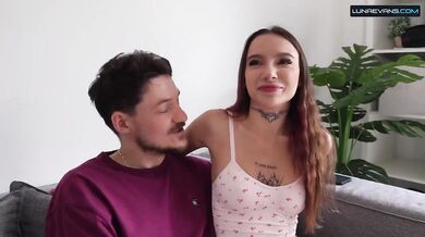 Two guys cum on her face first threesome double facial