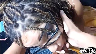 Cute stepsister in leggings in isolation goes wild and wants