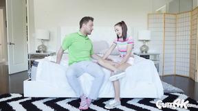 ”Pigtailed Redhead Tiny Teen Step Sister wants more Jizz!”