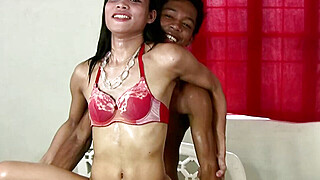 Feminine Ladyboy Swings Her Girl Rod While Riding Big Boner