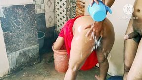 Desi Mommy By Boy In Bathroom