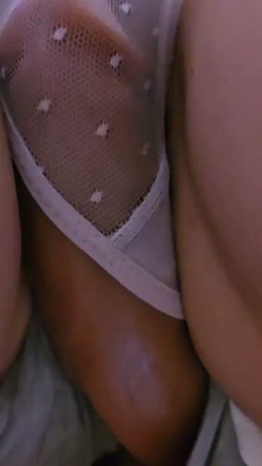 Stranger with Huge Dick Ejaculate Inside Her Panties on Subway Train