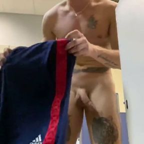 Horny in the gym locker room for handsome dicks