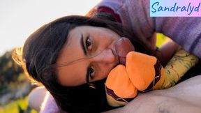 Sexy Latina Teen Gives Breathtaking Sockjob in Public