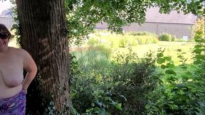 Topless in a public park