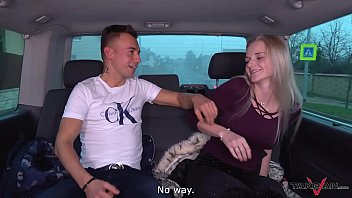 Van-fucked blond bombshell succumbs to stranger's advances after missing her ride