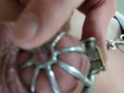 Cross Dresser Odessa Bondage Chastity Solo Dripping Precum smooth brunette crossdresser mistress