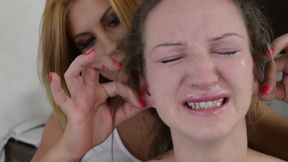 Ear fetish - by domina Dorothy Black and her slave Melania