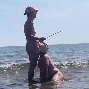 Mistress punishes her husband in the sea