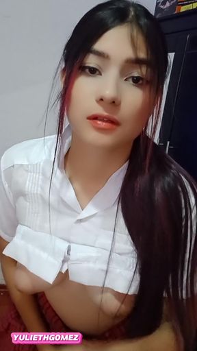 Student Girl with Her Stepbrother After Video Call