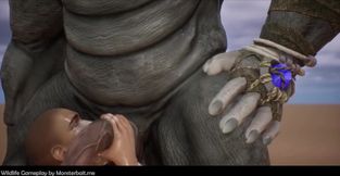 Monsterbait Plays Wildlife Gay boy teases drippy rhino monster in rough gay anal
