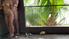 Shower fuck on paradise island