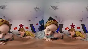 Androids get their cocks sucked and licked in a wild VR game