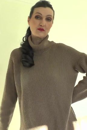 Cum on My Sweater! Lady Victoria Valente in a Thick Turtleneck Sweater