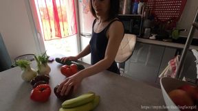 Her Juicy Pussy Gets Fucked by a Cucumber - So Wet &amp; Wild!