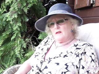 Aunt Judy's - 66yo Hirsute Aged GILF Mrs. Claire Sucks Your Wang in the Garden (POV)