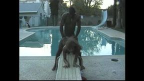 Black MILF Ass Fucked by the Pool and Cummed in Mouth by Monster Black Cock