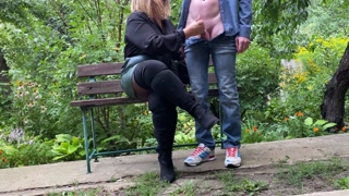 Cumming my stepmom on her gorgeous pantyhose ass outdoors
