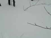 Horny ski trip jerk outside
