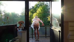 Plugged sissy in sheer silk & shiny satin