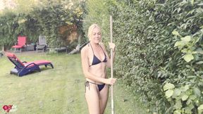 Horny Blonde Slut Fucked While Gardening!