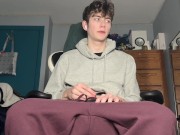 Horny twink boy shows his feet and twitching asshole