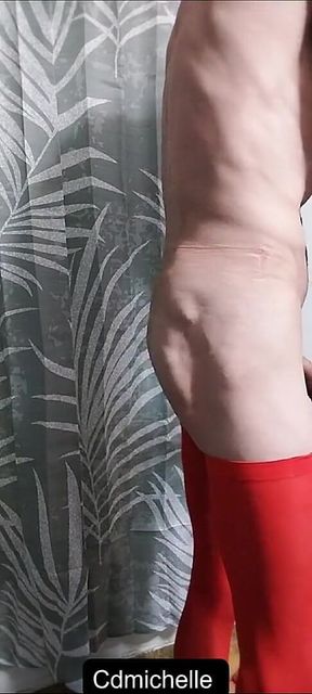 Cdmichelle in the Bathroom Wearing Sexy White Swimsuit Than Putting on Sexy Red Swimsuit
