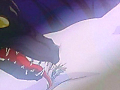 Cute hentai gets licked her pussy by lizard monster