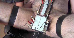 Using My Folsum Electro Board on My Slave. This Device Is a Must for All Electric Play Fans. His Cock Gets Clamped Between the 2