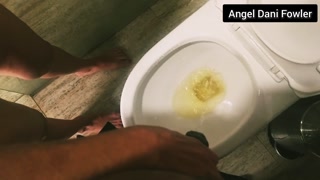 Hot Blonde Makes Gentle Help For Man Cock in Pissing.