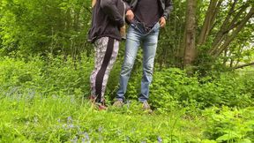 Stepmother in law holds my cock while I pee in nature then I spank her sexy ass